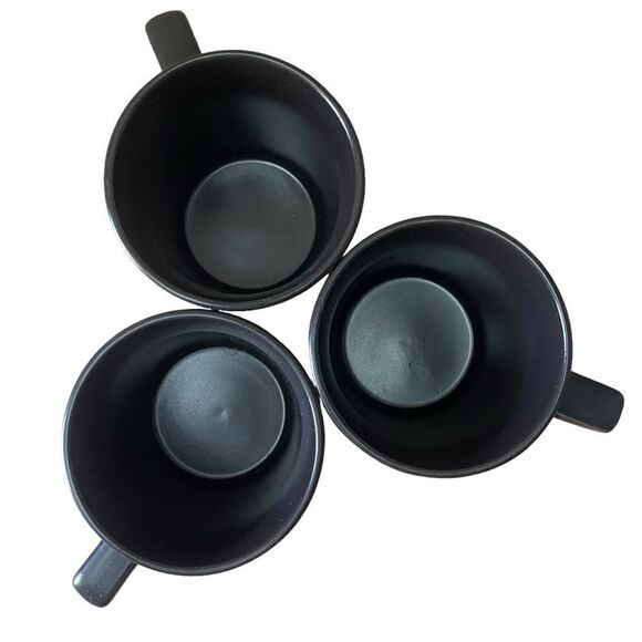 Stone+Lain Chocolate Brown Matte Square Handle Stoneware Mug Trio Set of 3 - Picture 8 of 11